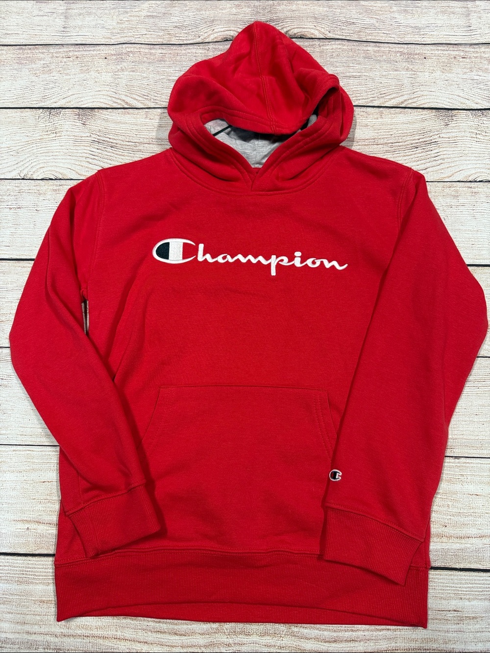 Boys red Champion hoodie